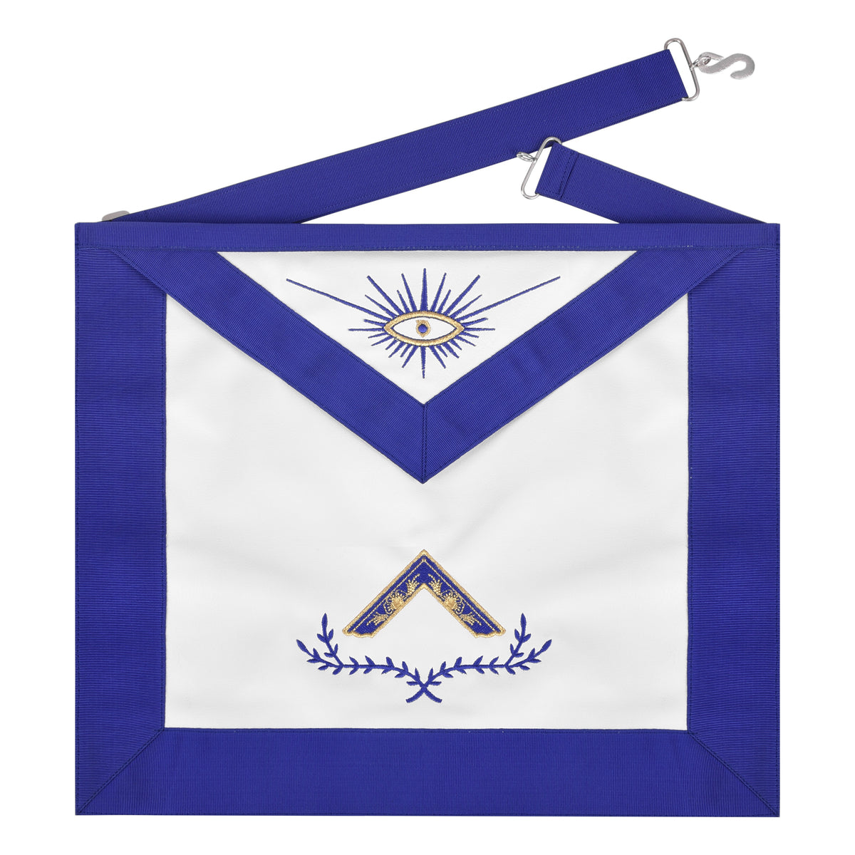 Worshipful Master Blue Lodge Officer Apron - Machine Embroidered Square with Laurel - Bricks Masons