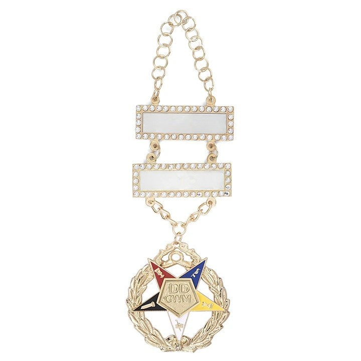 District Deputy Grand Worthy Matron OES Officer Collar Jewel - Gold Plated Engravable Bars - Bricks Masons