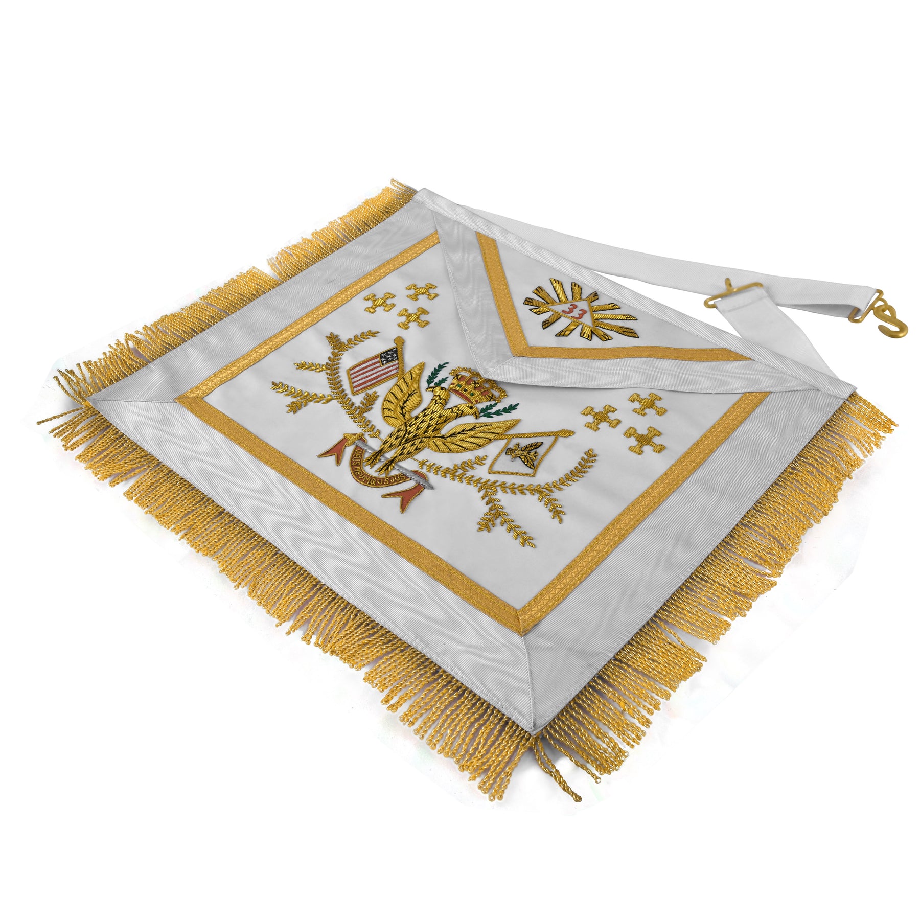 33rd Degree Scottish Rite Apron - Hand Embroidery Wings Up ALL COUNTRIES FLAGS - Bricks Masons