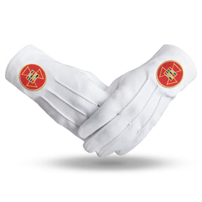 Past High Priest Royal Arch Chapter Glove - Pure Cotton With Red Round Patch - Bricks Masons