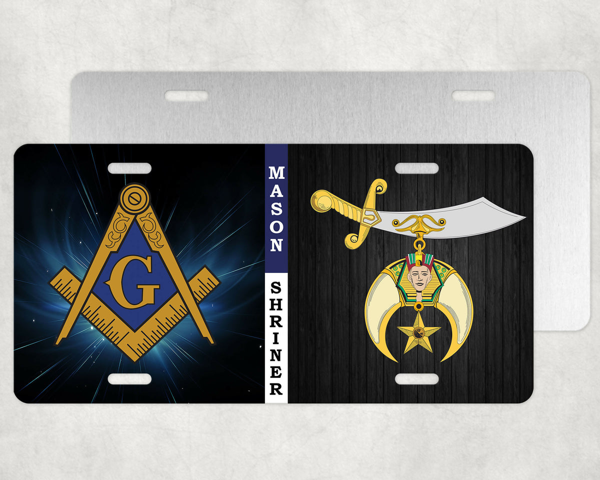 Shriners Master Mason Blue Lodge License Plate Frame - Lightweight  Aluminium Black Color - Bricks Masons