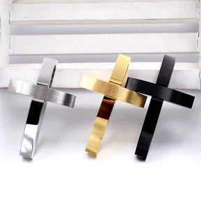 Polished Cross Pendant Necklace  Stainless Steel - Bricks Masons