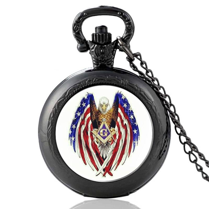 Master Mason Blue Lodge Pocket Watch - American Eagle Quartz