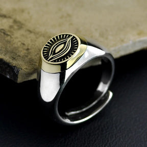 Eye Of Providence Ring - 925 Sterling Silver Adjustable Size - Bricks Masons