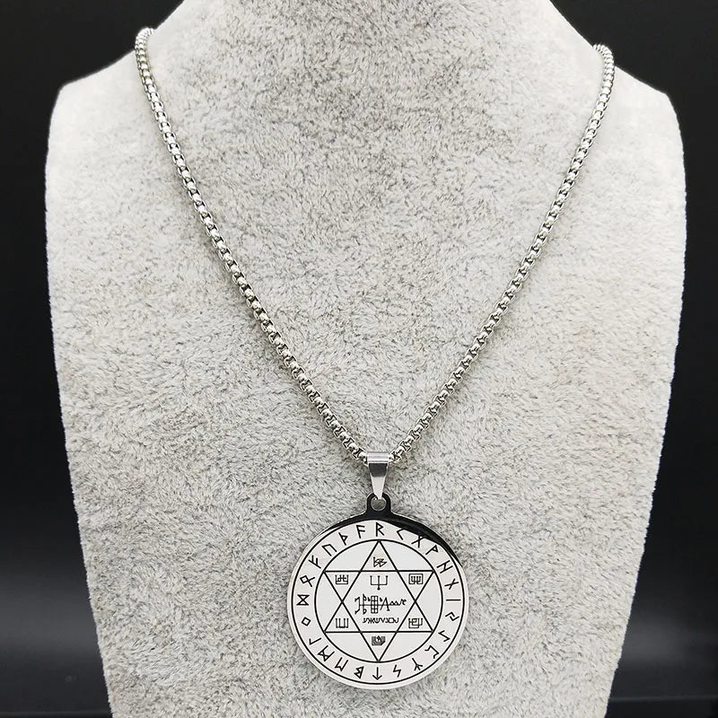 Ancient Israel Necklace - Pentacle Key Of Solomon Seal Stainless Steel - Bricks Masons