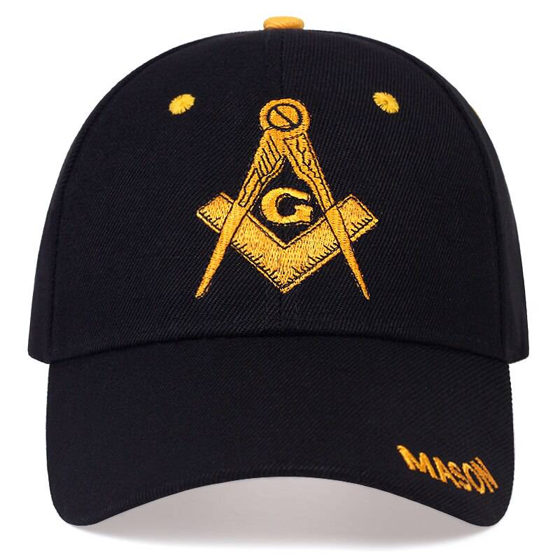 Master Mason Blue Lodge Baseball Cap - Black with Golden Embroidery