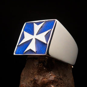 Order of Malta Commandery Ring - Blue Cross Sterling Silver