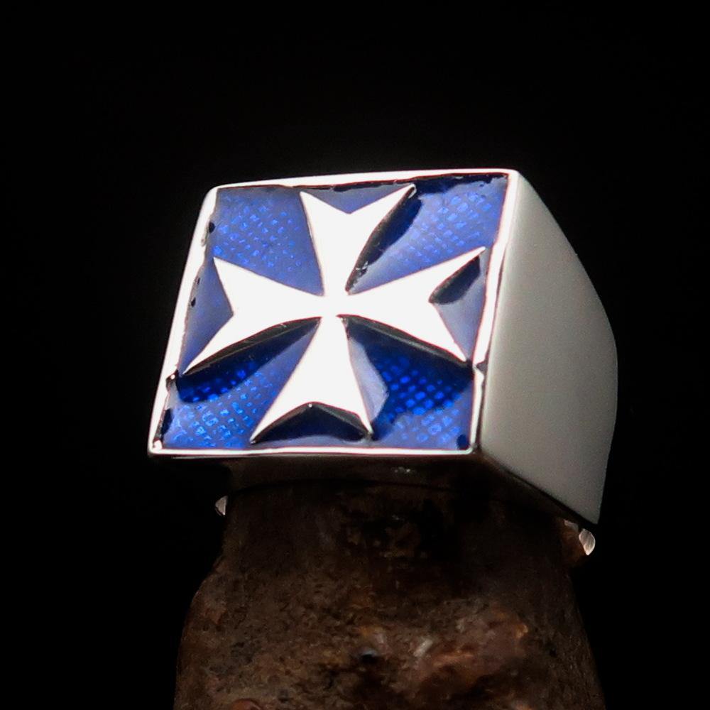 Order of Malta Commandery Ring - Blue Cross Sterling Silver