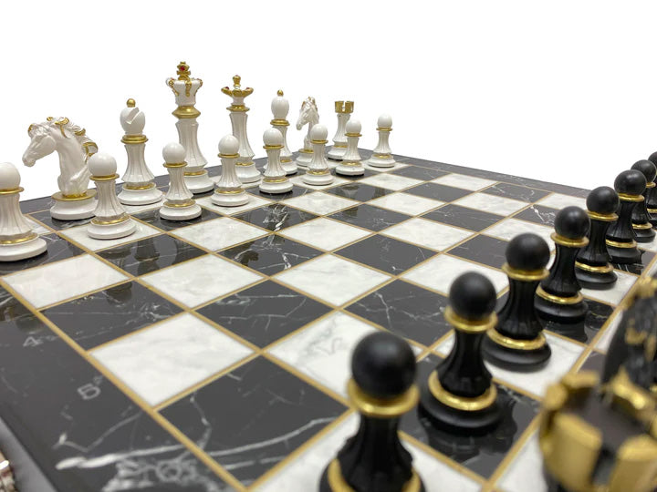 OES Chess Set - Black Marble Pattern - Bricks Masons