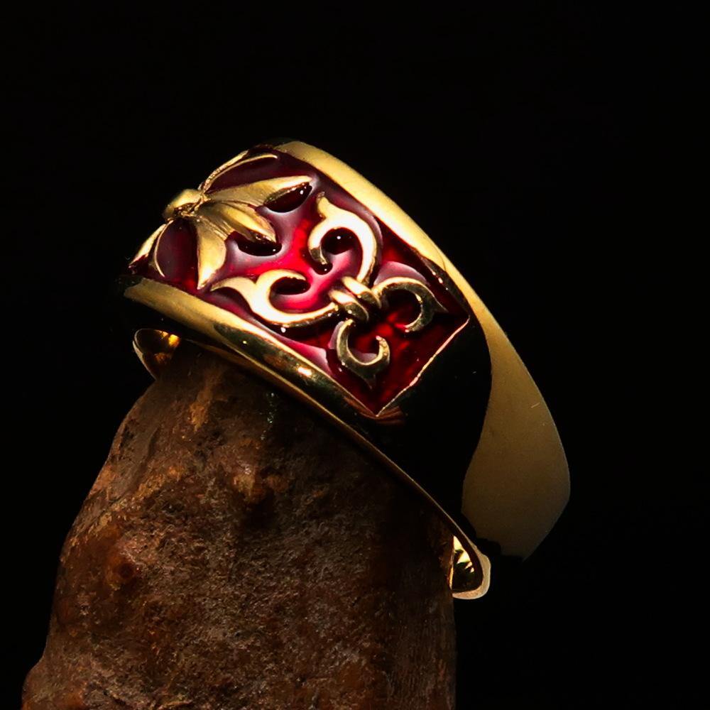 Knights Templar Commandery Ring - Gold & Red Brass Cross