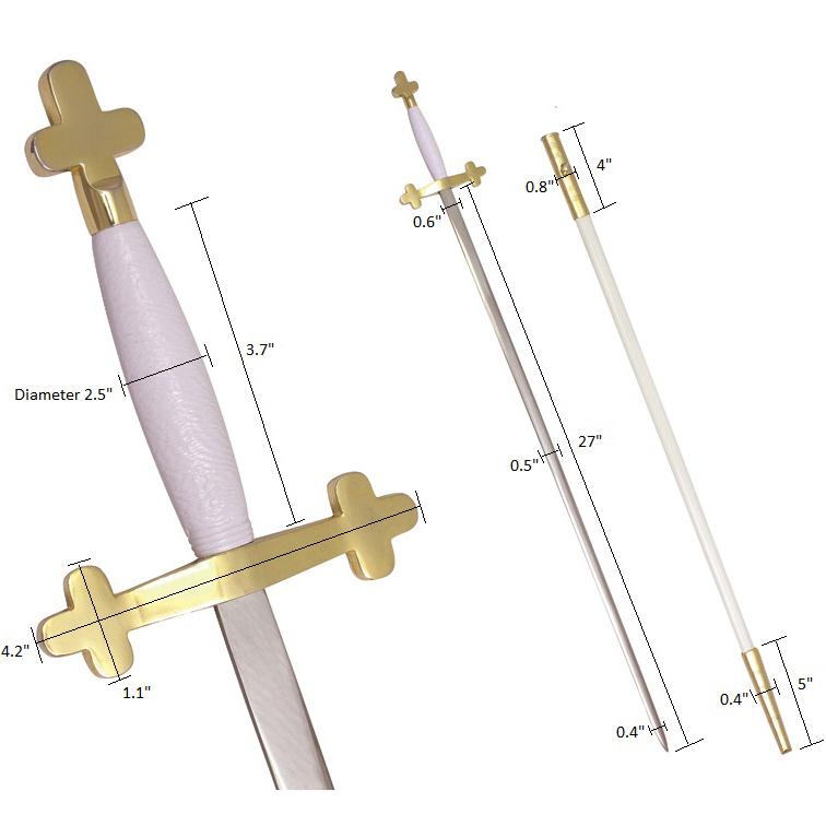 Knights Templar Commandery Sword - with White Hilt and White Scabbard