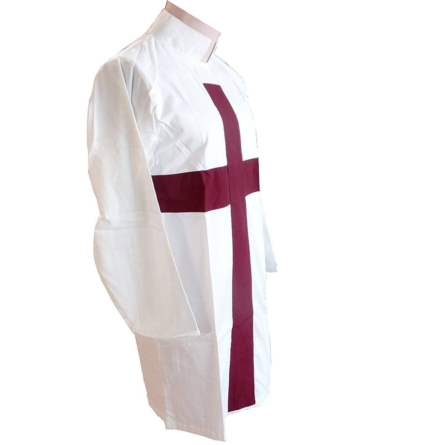 Knight Templar Priests Tunic - Maroon Cross & White