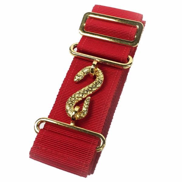 Masonic Apron Belt Extender - Red Belt with Silver/Gold Clasp