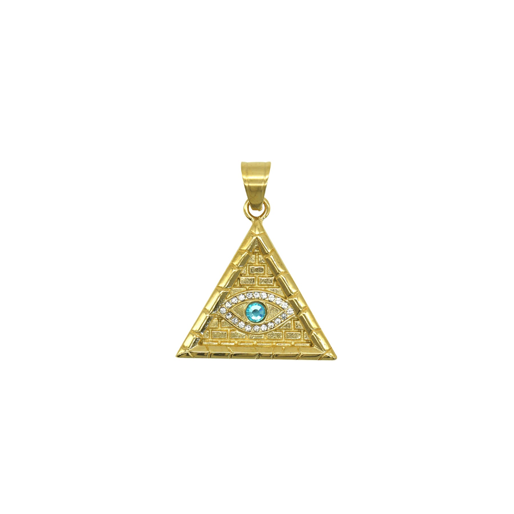 Eye Of Providence Necklace - Blue All Seeing Eye Gold Plated Pendant - Bricks Masons