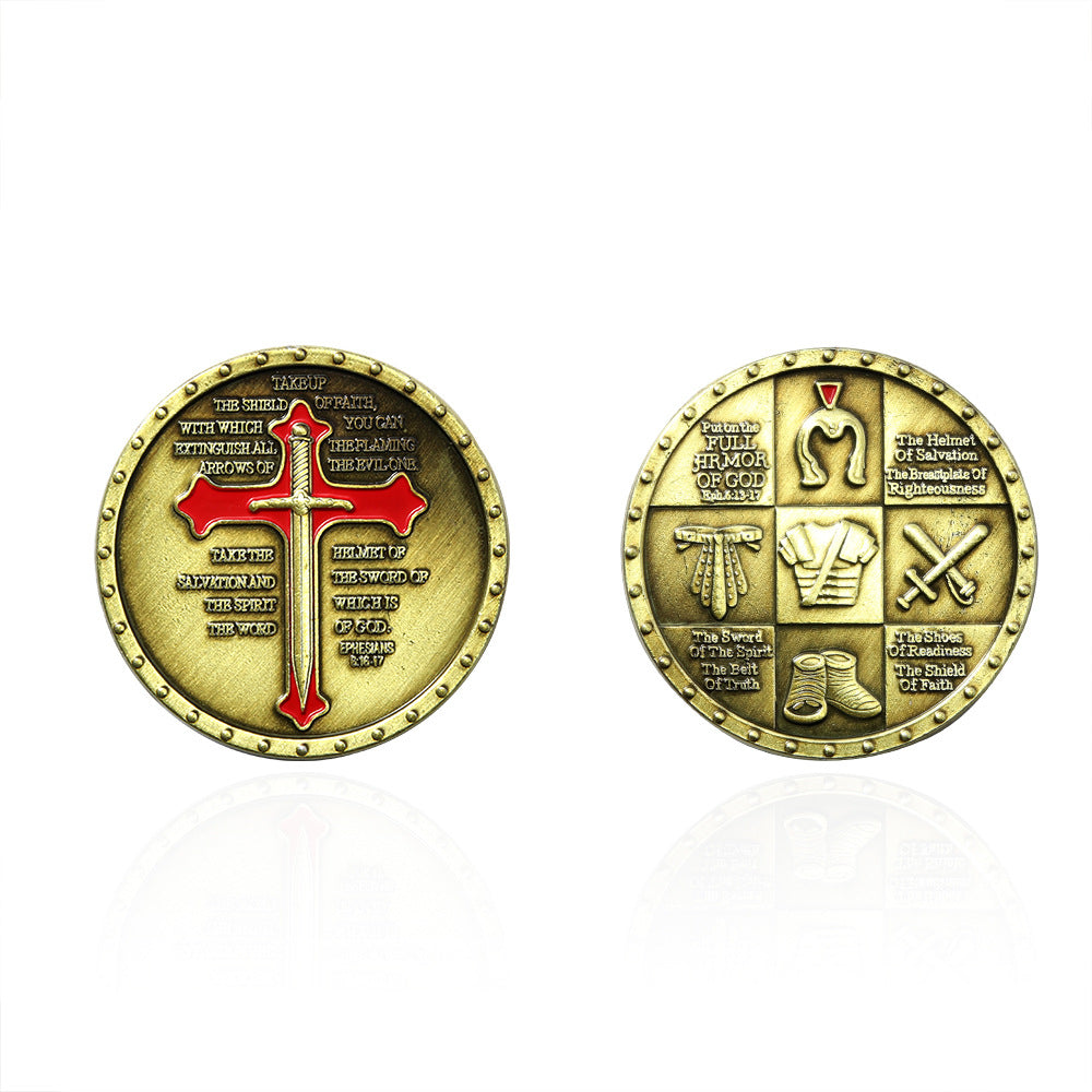 Knights Templar Commandery Coin - Gold With Red Cross - Bricks Masons