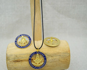 Past Master Blue Lodge Necklace - Gold Plated Wisdom & Leadership Pendant With Leather Chain
