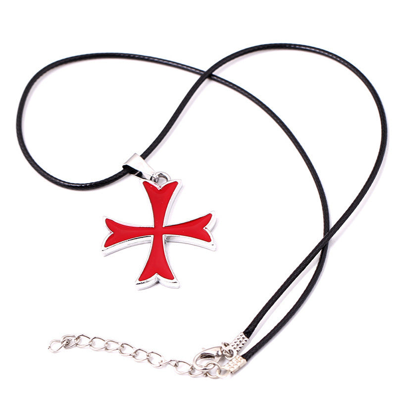 Knights Templar Commandery Necklace - Various Colors Cross-Shaped Pendant - Bricks Masons