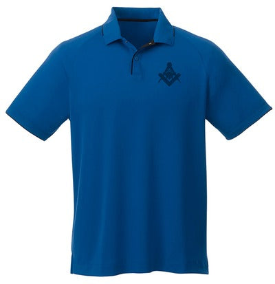 Master Mason Blue Lodge Polo Shirt - Blue With Black Emblem - Bricks Masons