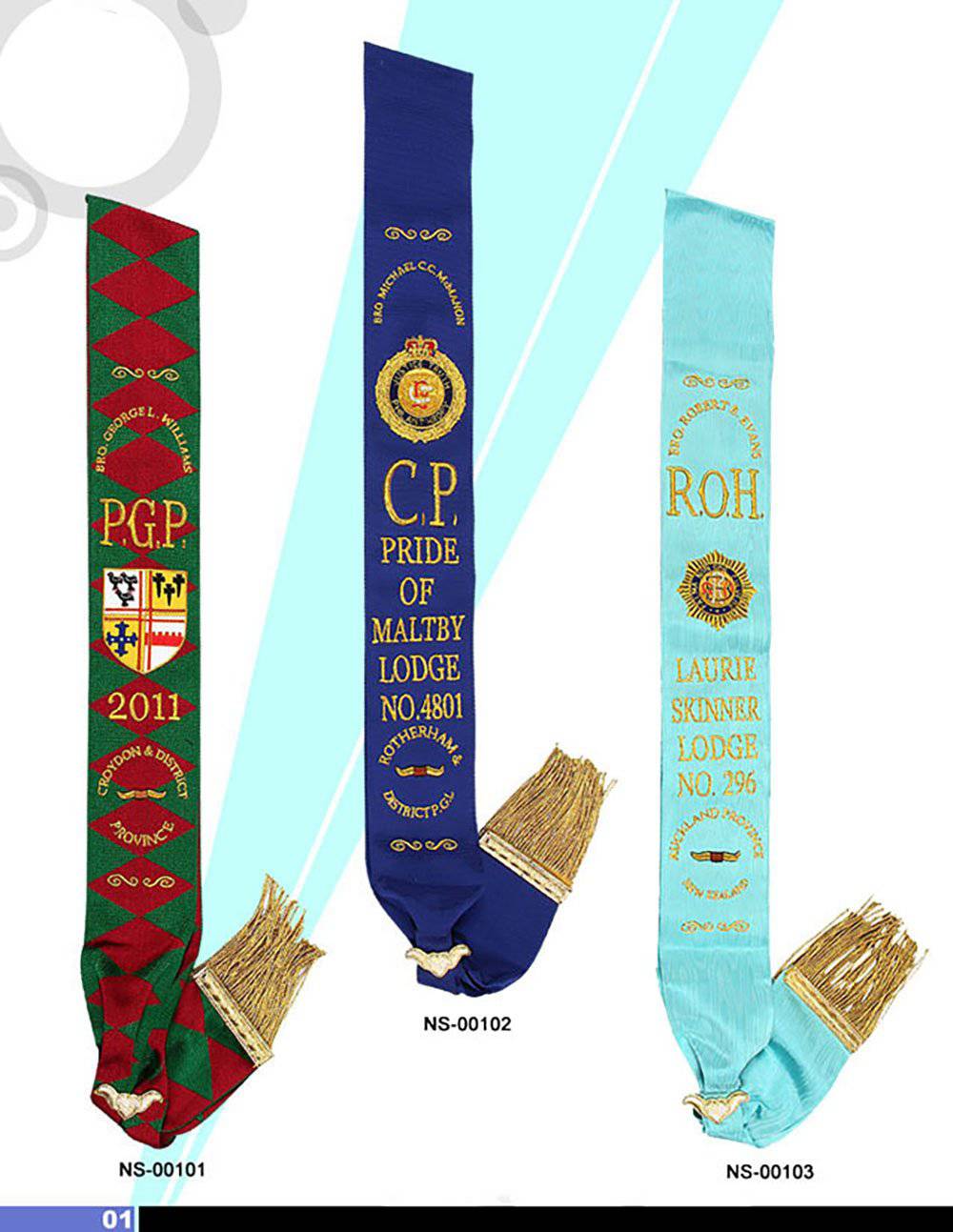 Royal Antediluvian Order of Buffaloes R.A.O.B. Sash - Various Degrees