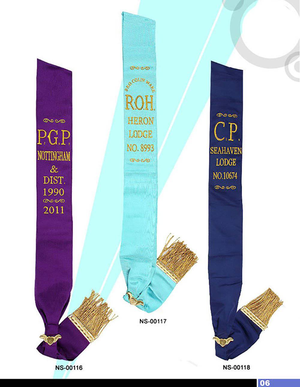 Royal Antediluvian Order of Buffaloes R.A.O.B. Sash - Various Degrees