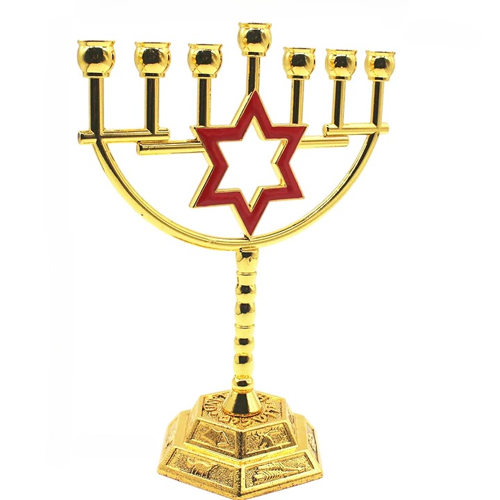 Ancient Israel Candle Holder - Hanukkah Wiith Red Star - Bricks Masons