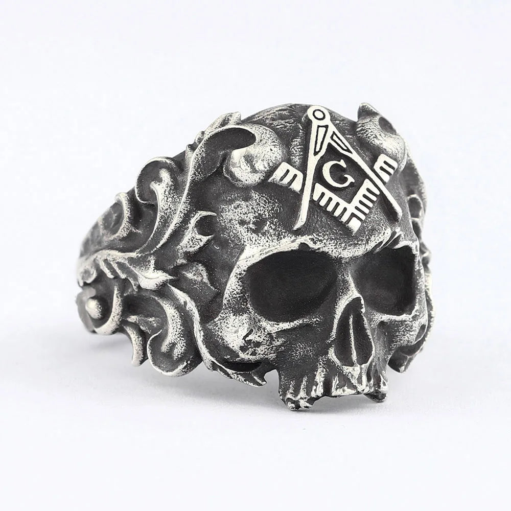 Master Mason Blue Lodge Ring - Sterling Silver Ring Square & Compass G - Bricks Masons