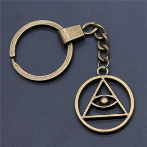 New Fashion Men Keychain DIY Metal Holder Chain Vintage Antique Bronze Color 32x28mm All-Seeing Eye Pendant Gift - Bricks Masons