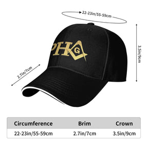 Master Mason Blue Lodge Baseball Cap - 
Black Adjustable PHA Embroidered Hat - Bricks Masons