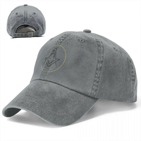 Master Mason Blue Lodge Baseball Cap - Black Gold Peaked Cap Gold Square Compass