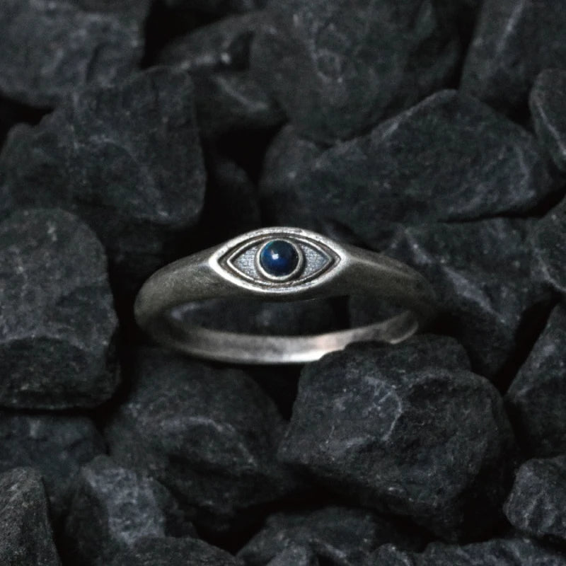 Eye Of Providence Ring - Silver Lapis Lazuli Eye Pointed Blue - Bricks Masons