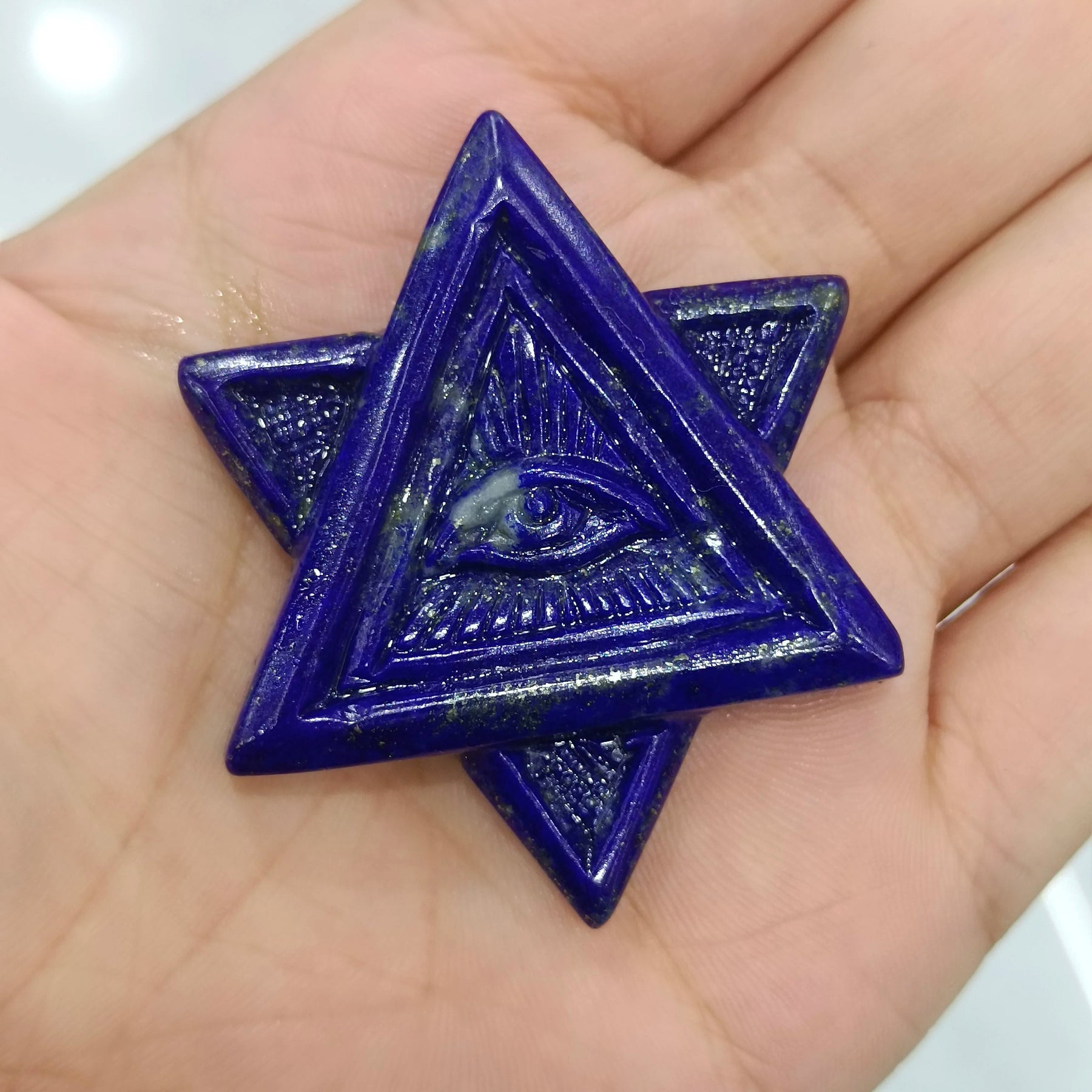 Ancient Egypt Decor - 1pc Natural Lapis Lazuli Crystal Carving Hexagon Star - Bricks Masons