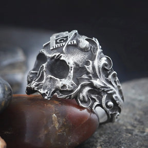 Master Mason Blue Lodge Ring - Sterling Silver Ring Square & Compass G - Bricks Masons