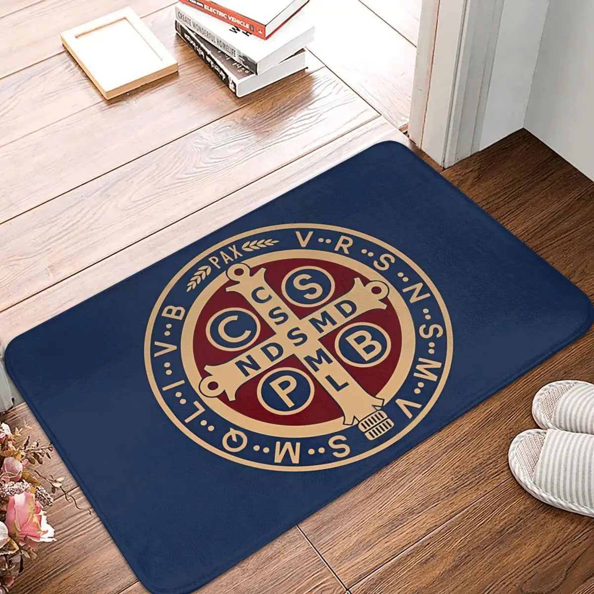 Knights Templar Commandery Rug - Saint Benedict Medal Anti-Slip