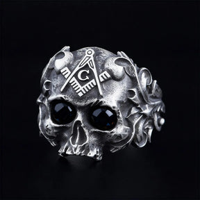 Master Mason Blue Lodge Ring - Sterling Silver Ring Square & Compass G - Bricks Masons