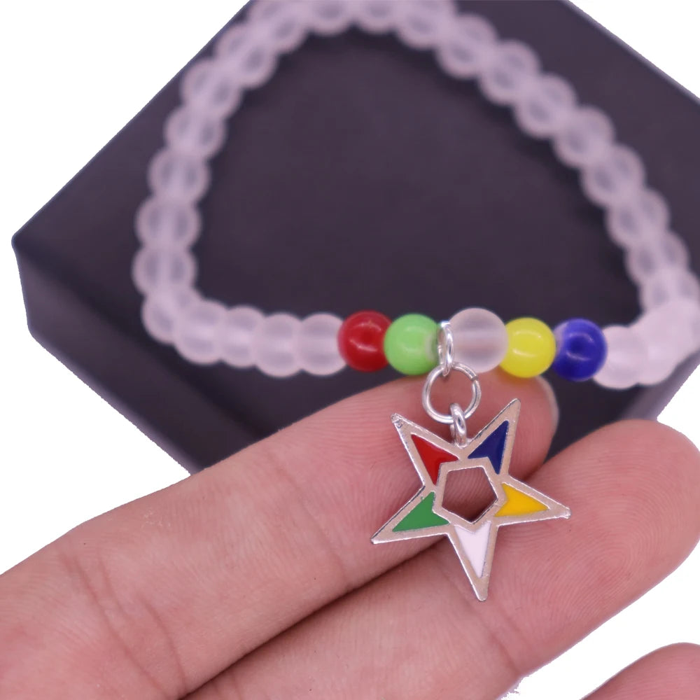 OES Bracelet - Beads With OES Star - Bricks Masons