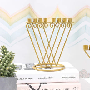 Ancient Israel Candle Holder - Judaica 9 lamp candle holders,Hanukkah iron Sabbath  gift Menorah 9 branches - Bricks Masons