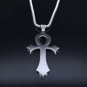 Ankh Cross Amulet Pendant Egyptian Necklace Women Stainless Steel Symbol of Life - Bricks Masons