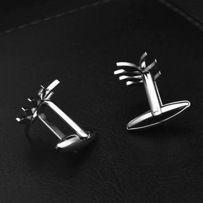 Masonic Cufflink - Sprig of Acacia Stainless Steel - Bricks Masons