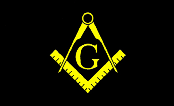 Master Mason Blue Lodge Flag - Black & Yellow Square & Compass G