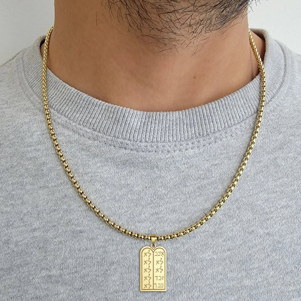 Ancient Israel Necklace - Golden Stainless Steel Geometric - Bricks Masons