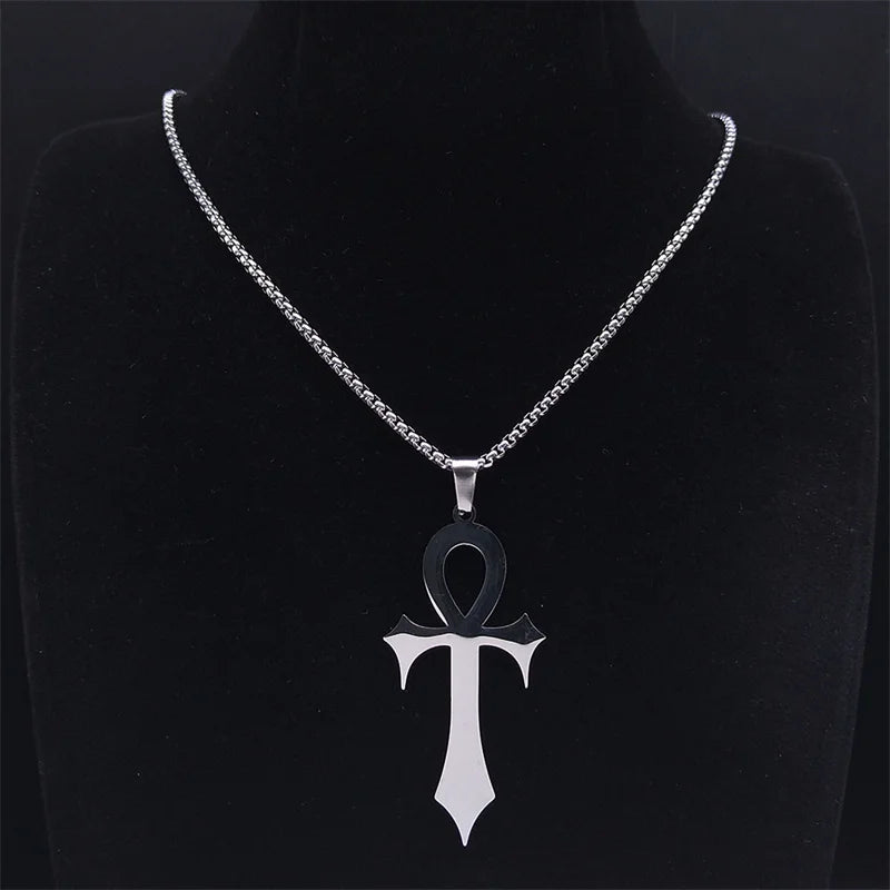 Ankh Cross Amulet Pendant Egyptian Necklace Women Stainless Steel Symbol of Life - Bricks Masons