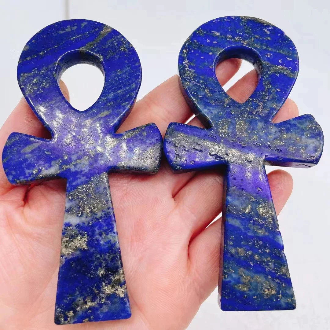 Ancient Egypt Décor - Ankh Cross 105mm Natural Lapis Lazuli - Bricks Masons