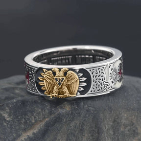 Shriners RING - 925 STERLING SILVER/ 14K REAL GOLD EAGLE - Bricks Masons