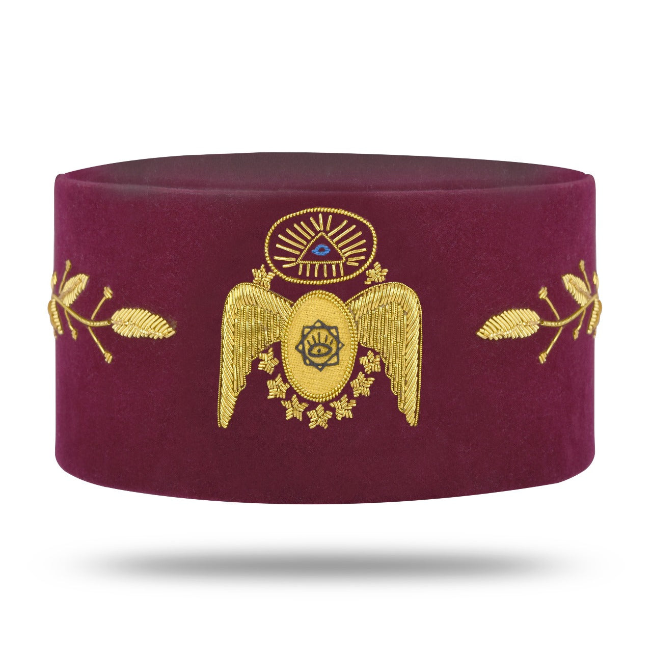 95th Degree Memphis Misraim French Regulation Regalia Set - Burgundy & Gold Hand Embroidery