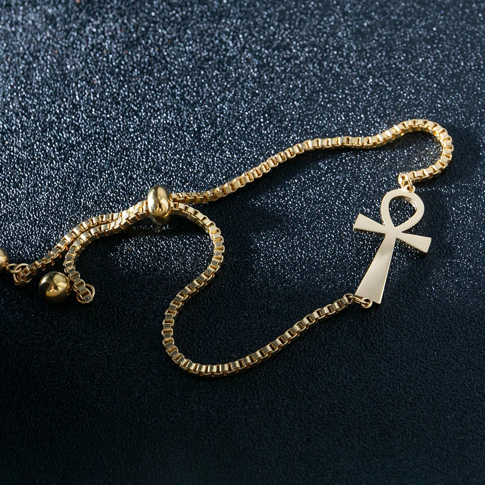 Ancient Egypt Bracelet - Ankh Cross Stainless Steel - Bricks Masons