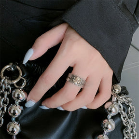 Vintage Ancient Egypt Mythology Eye of Horus Rings Men Thai Silver  Adjustable Opening Finger Ring Punk Personality Jewelry Gift - Bricks Masons