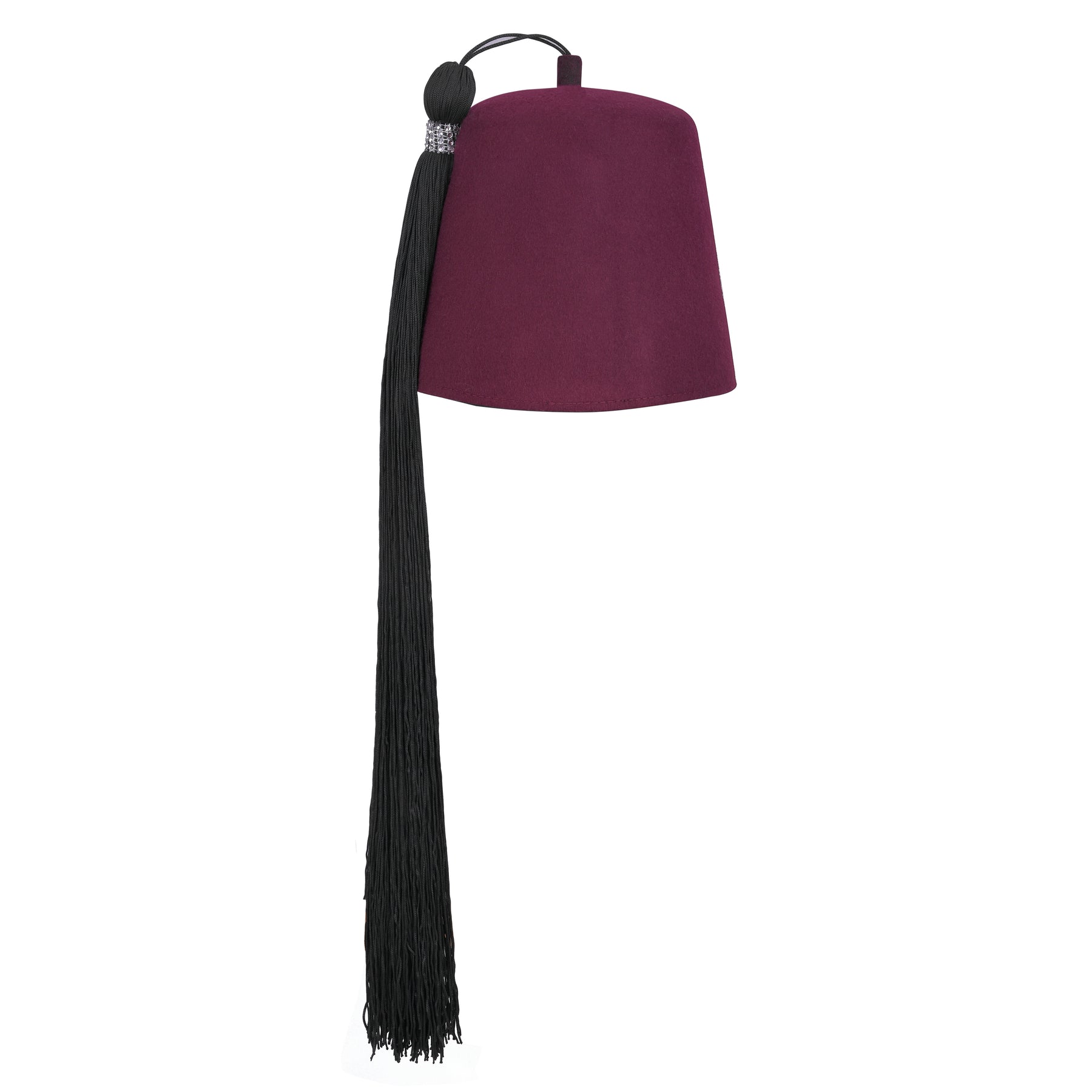 Daughters Of Sphinx Fez Hat - Burgundy Wool Rhinestones Letters - Bricks Masons