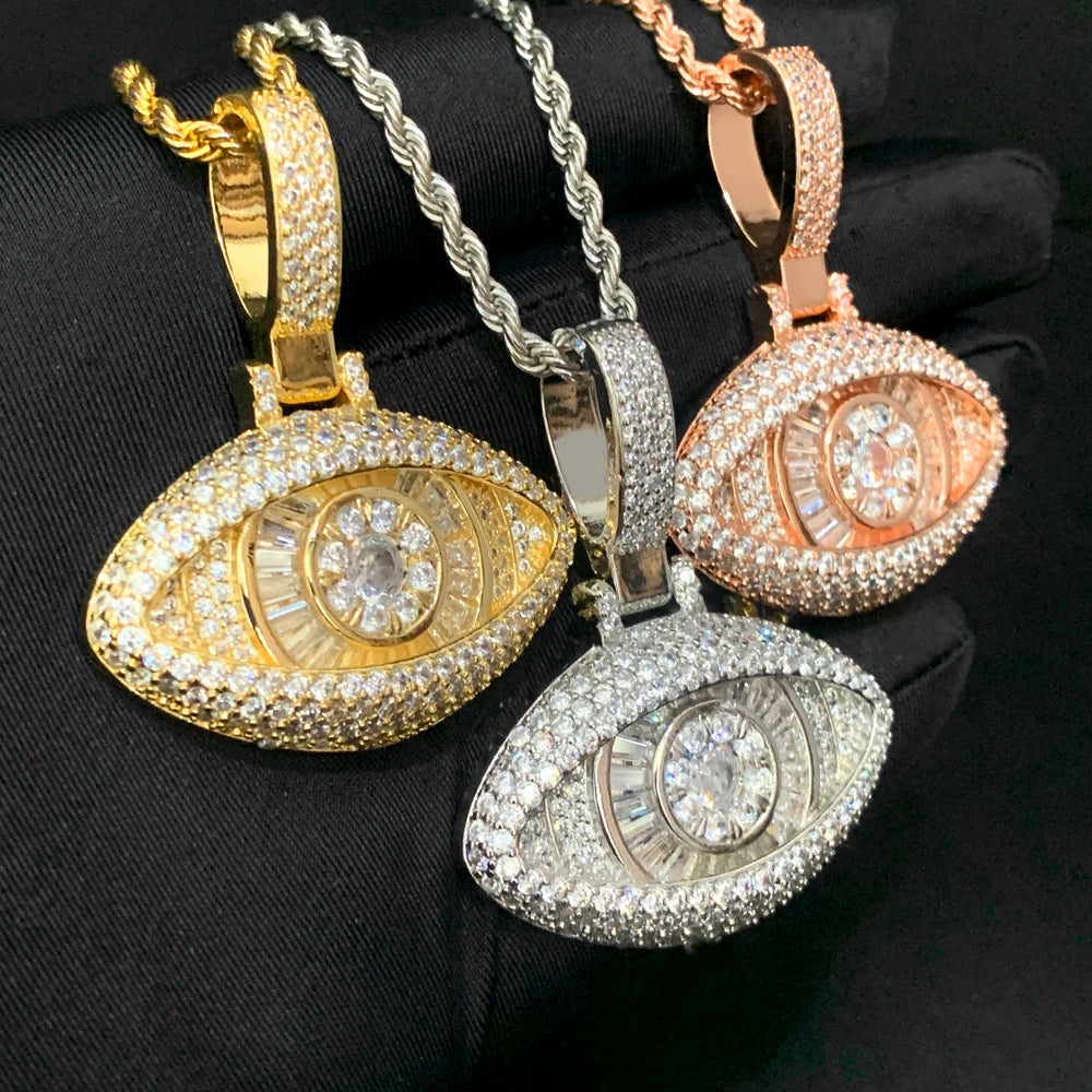 Eye Of Providence Necklace - Iced Out Bling 5A Cubic Zirconia - Bricks Masons