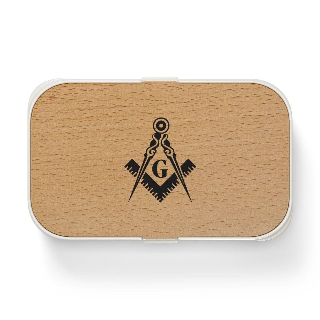 Master Mason Blue Lodge Lunch Box - Square & Compass G Wooden Lid