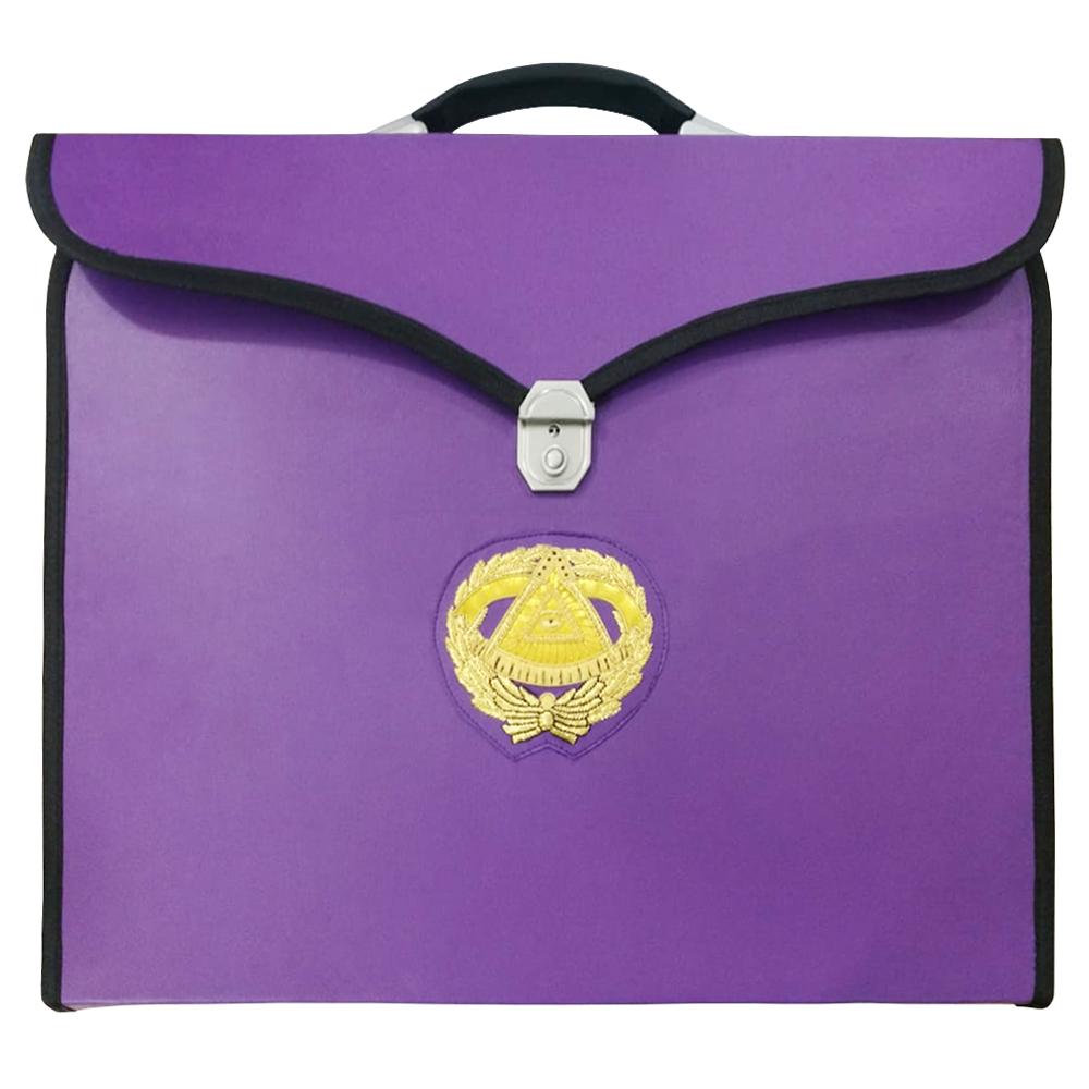 Grand Master Blue Lodge Apron Case - Purple Leather MM, WM & Provincial - Bricks Masons